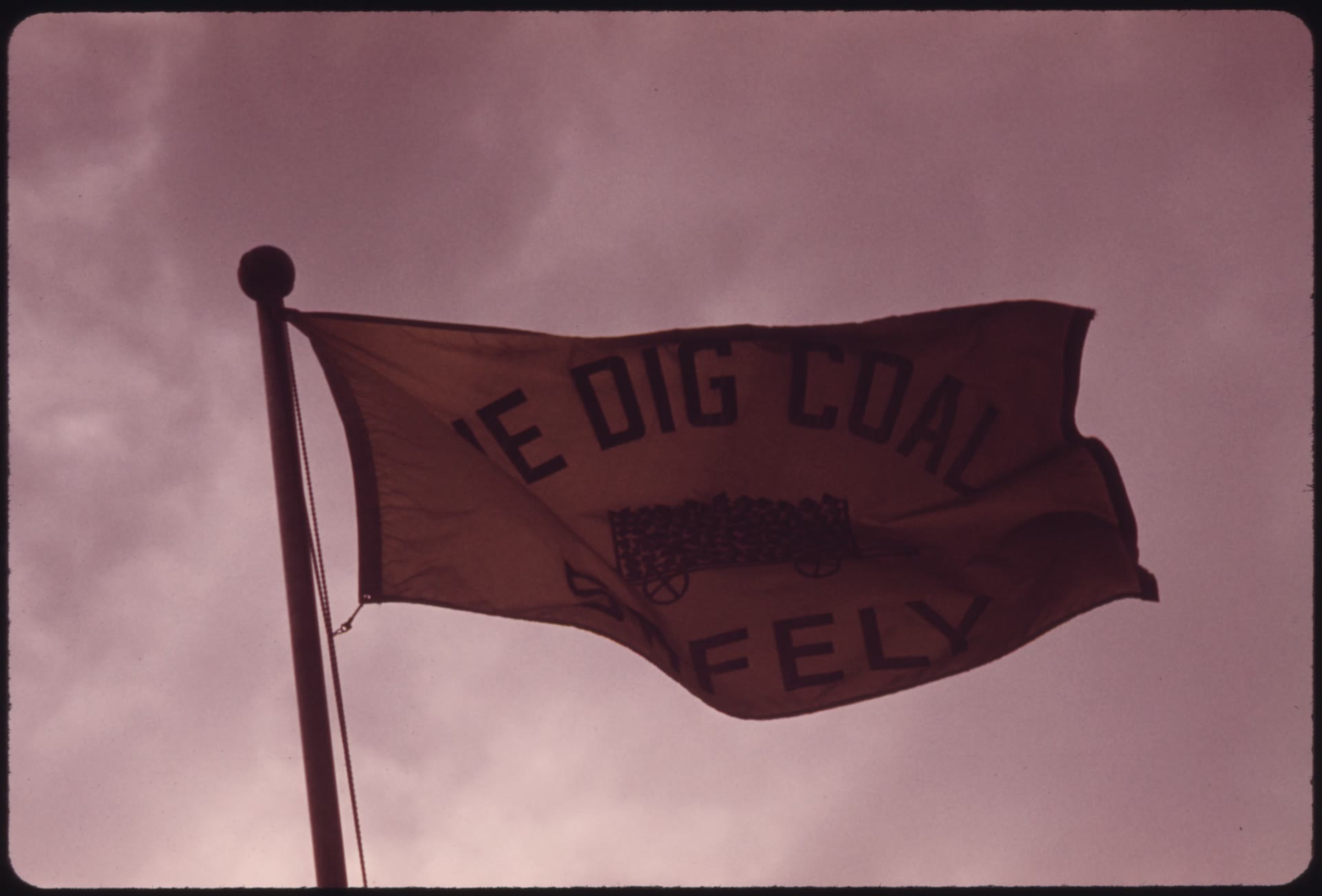 COMPANY FLAG IN FRONT OF THE HEADQUARTERS OF THE VIRGINIA-POCAHONTAS COAL COMPANY NEAR RICHLANDS, VIRGINIA, IN THE..