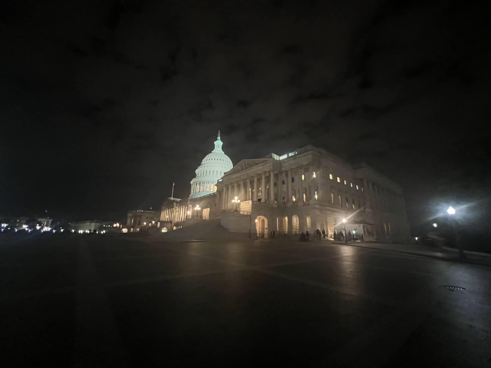 United States Senate parking lot at night